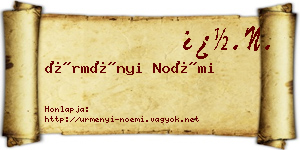 Ürményi Noémi névjegykártya